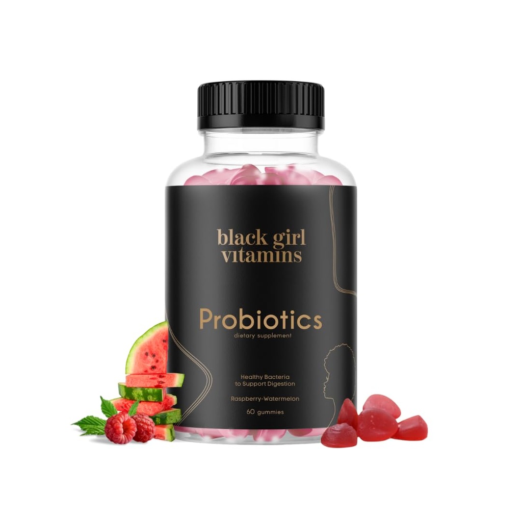 Black Girl Βιταμίνες - Probiotic Gummies for Digestive Health and Immune Support, Βιταμίνες χωρίς γλουτένη, (Raspberry-Watermelon), 60ct