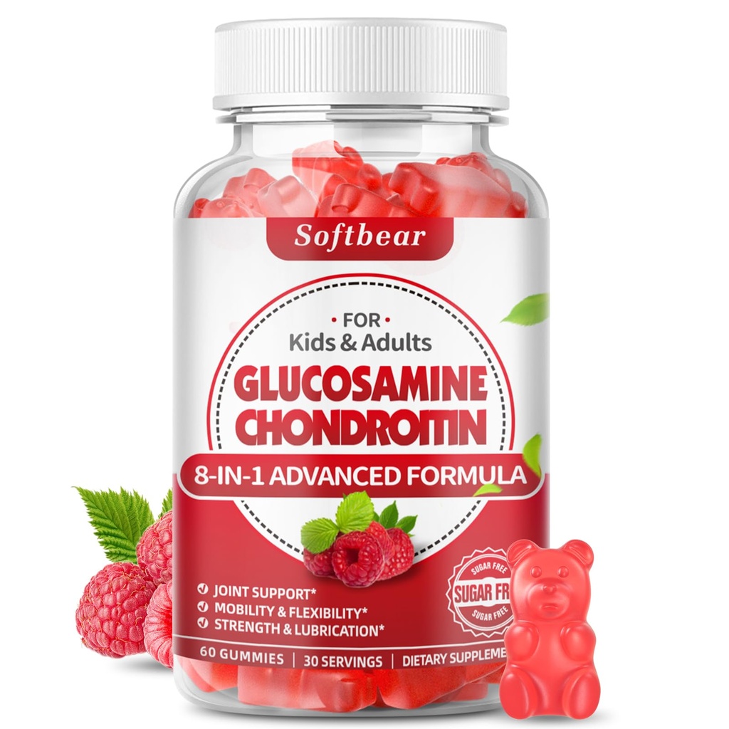 γλυκοζαμίνη γλυκοζαμίνη Chondroitin Gummies, χωρίς ζάχαρη Γλυκοσαμίνη Chondroitin MSM Συμπλήρωμα με τερηδόνα Elderberry υποστηρίζει κοινή υγεία & αντιοξειδωτικό, Raspberry Γεύση 60 Count
