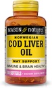 MASON NATURAL Cod Liver Oil Plus Βιταμίνη A & D3 - Υγιής λειτουργία της καρδιάς και του εγκεφάλου, βελτιωμένη ασυλία, υποστηρίζει τη συνολική υγεία, 100 Softgels