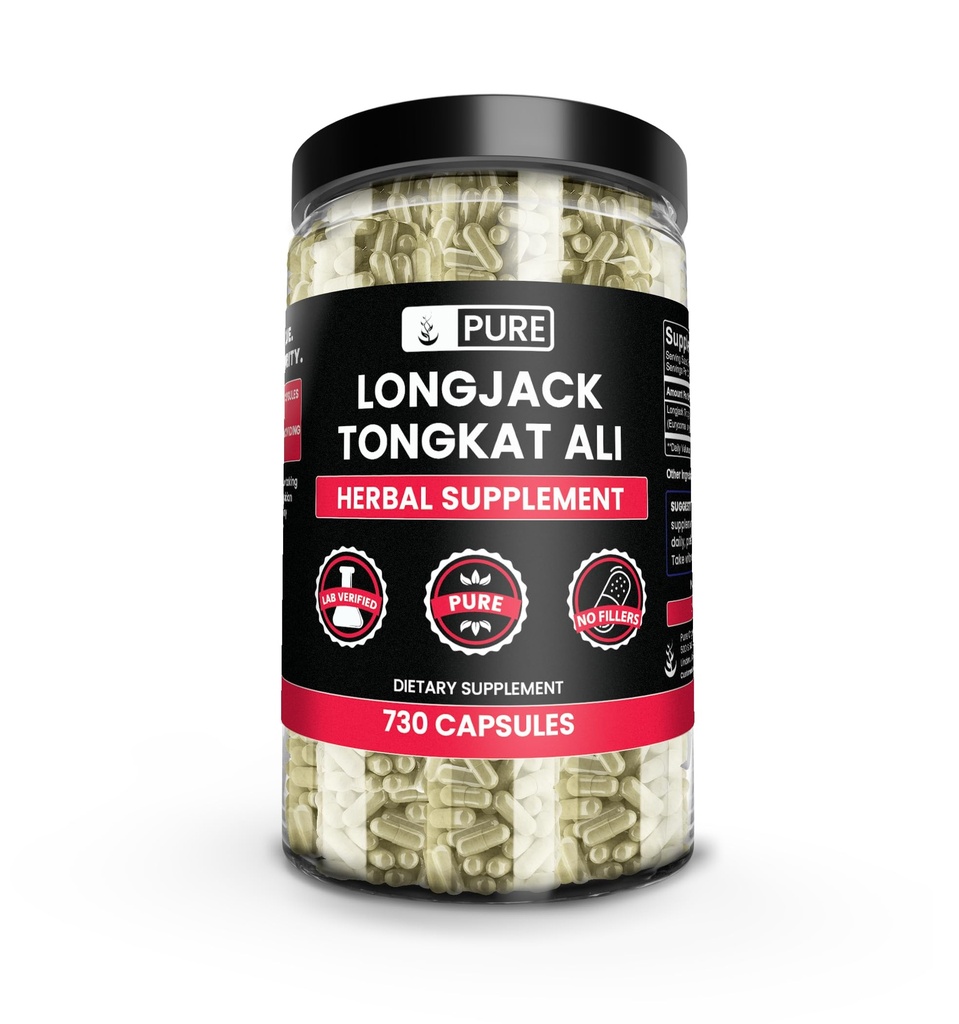 Pure Original Ingredients Longjack (Tongkat Ali) (730 Capsules) No Magnesium Or Rice Fillers, Always Pure, Lab Verified