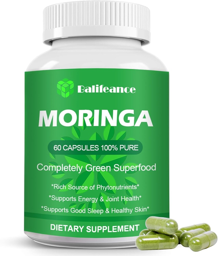 Moringa κάψουλες 800mg, Pure Moringa κάψουλες σκόνης - Ενέργεια υποστήριξης, την υγεία του δέρματος, την υγεία των ούλων+ για άνδρες και γυναίκες 