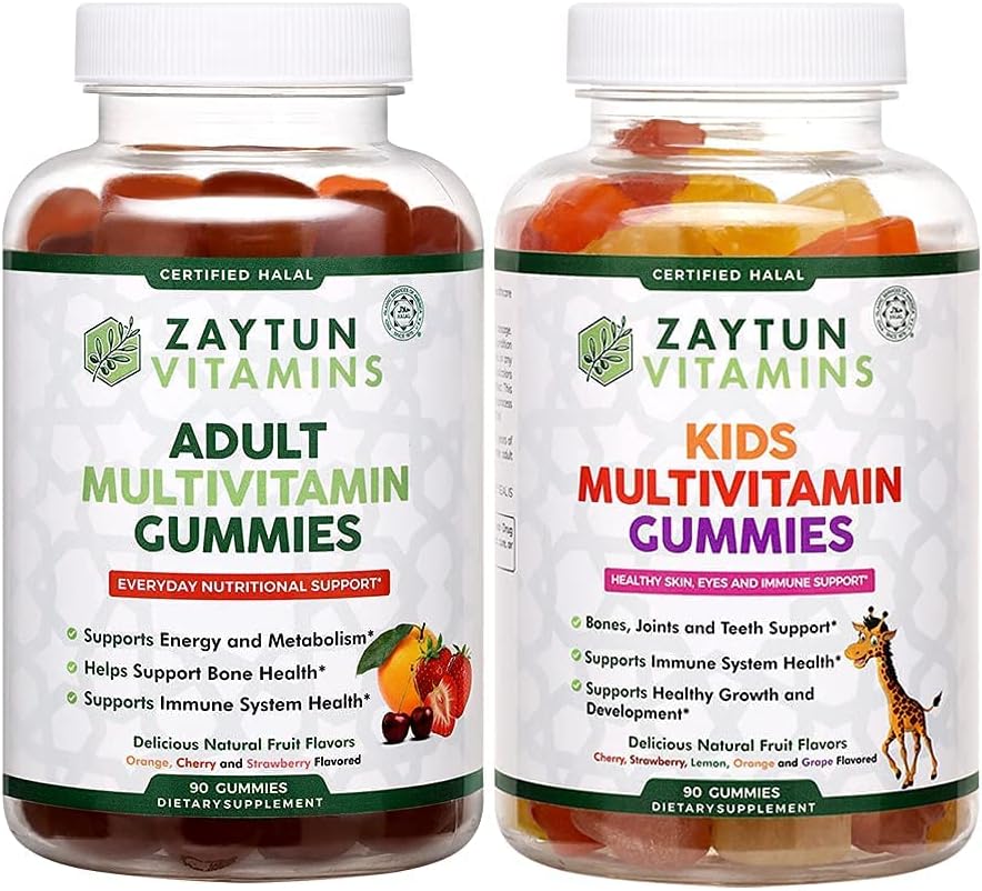 Halal Kids and Adult Multivitamin Gummies, Complete Daily Nutritional support for Family, Vegetarian, Supports Energy and Healthy Growth, Made in USA - Halal Vitamins