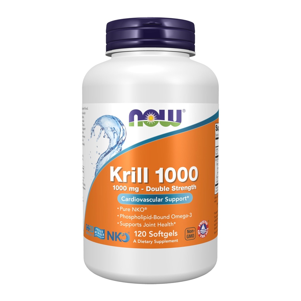 NOW Συμπληρώματα Τροφίμων, Neptune Krill, Διπλή Δύναμη 1000 mg, Φωσφολιπίδια-Bound Omega-3, 120 Softgels