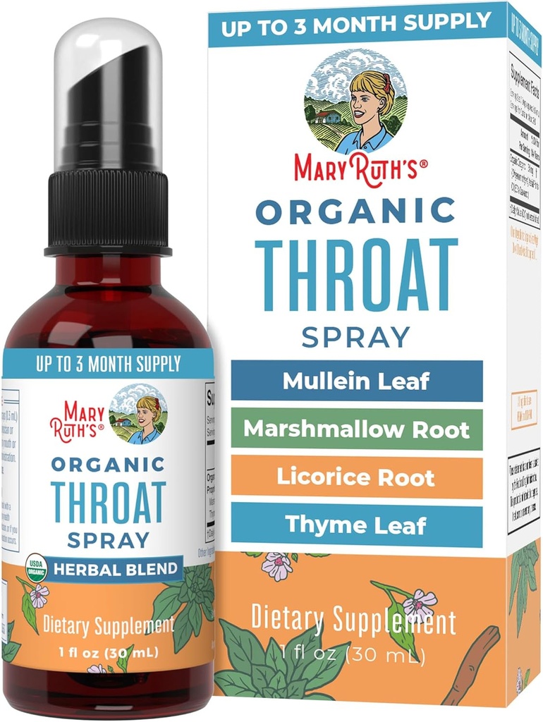 MaryRuth Organics USDA Organic Throat Spray with Mullein Leaf 