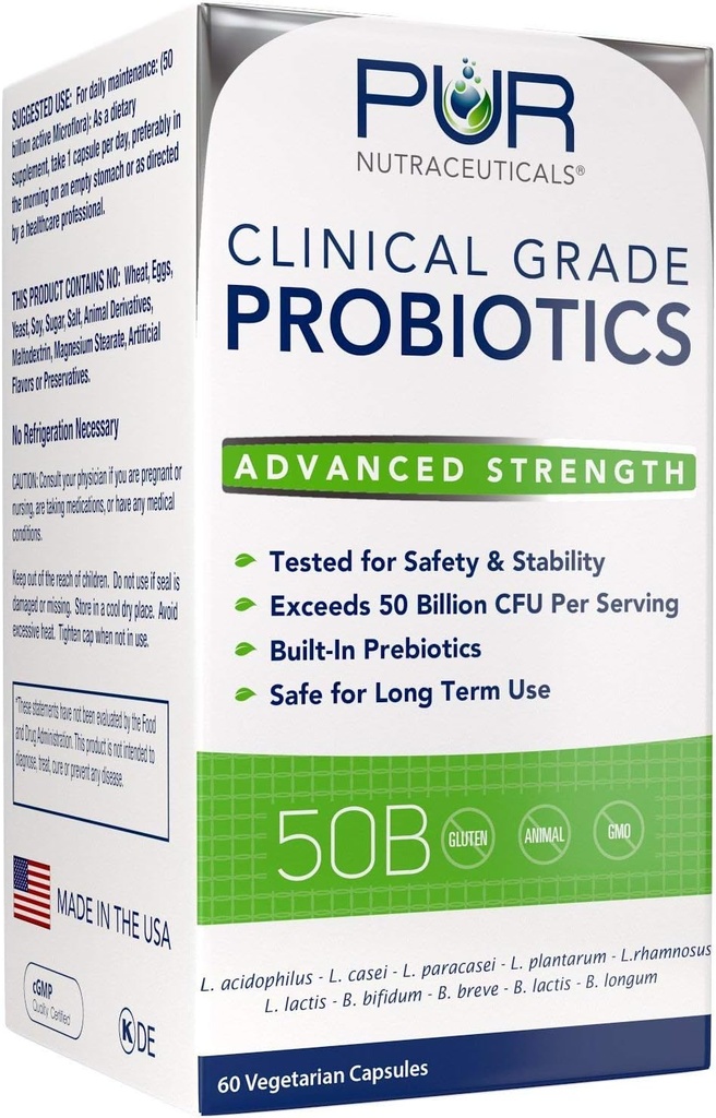 Clinical Grade Probiotics * 50 Billion CFUs/Serving * 10 Strains * Ενσωματωμένο Προβιοτικό * 60 Καθημερινές κάψουλες - 2 Μήνες Προμήθεια * Όλα Φυσικό 100% Made in USA