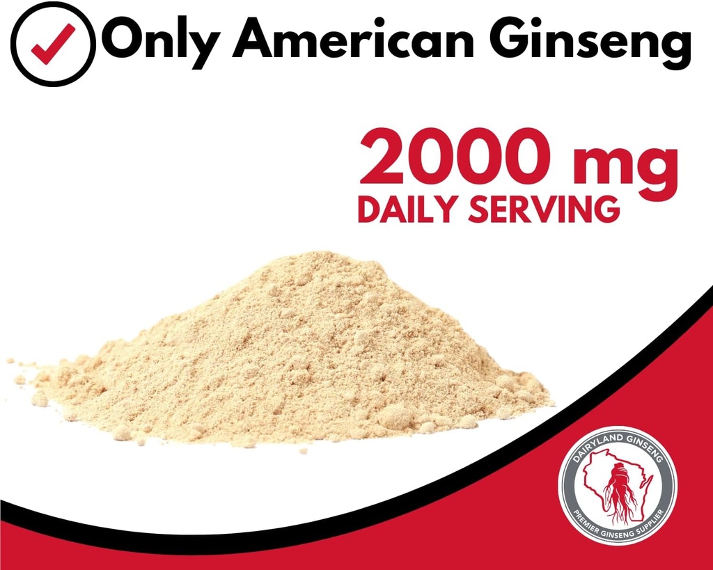 Dairyland συμπυκνωμένη αμερικανική Ginseng σκόνη 西洋参 - 8 oz πακέτο Wisconsin Ginseng σκόνη - μη-GMO, χωρίς γλουτένη - συμπλήρωμα βοτάνων για smoothies, Ψήσιμο, τσάι