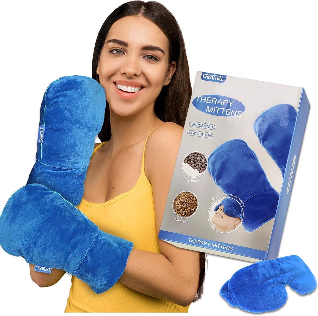CREATRILL Microwavable Therapy Mittens Φυσικά Άοσμη Γάντια Υγρή Θερμοθεραπεία για Raynauds Αρθρίτιδα Δάχτυλα Πόνος Ανακούφιση