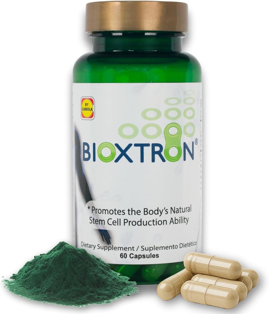 Bioxtron Natural Stem Cell Supplement Capsules - Blue Green Algae και Spirulina - Υποστηρίζει την ενέργεια, τους συνδέσμους, τους μυς, την ανοσοποιητική υγεία - Stem Cell Regenerator - 60 Κάψουλες (30 Services)