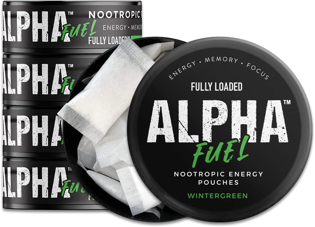 Fully Loaded Alpha Fuel Nootropic Pouches (Wintergreen Fuel) - Nootropic Energy Pouches with Caffeine, Alpha GPC, Tyrosine, Taurine, Guarana and More
