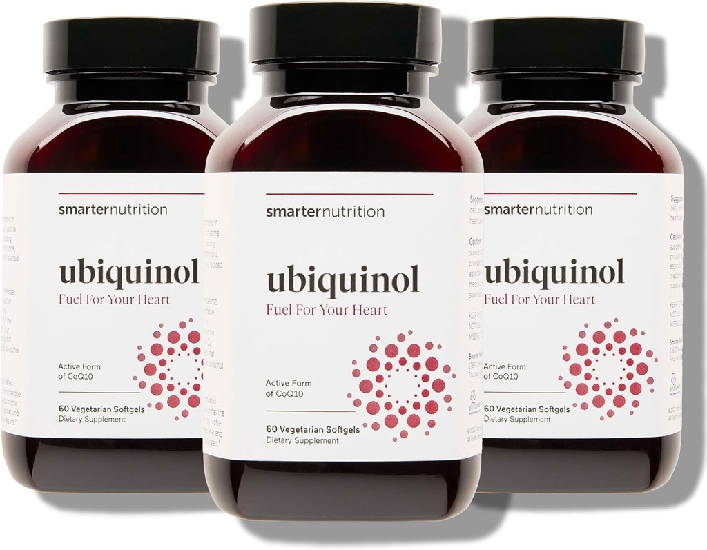 SMARTERNUTRITION Ubiquinol 100mg + Natural Plant Based Complete Omega 3 6 9 - Clinically Studied Ahiflower® Oil - Εξαιρετικά Απορρόφηση CoQ10 για την υποστήριξη της καρδιάς - Non-GMO - 180 Softgels[90-Day Supply]