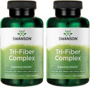 Swanson Tri-Fiber Complex - Digestive Health Supplement Made with Psyllium, Oat Bran, & Apple Pectin - (100 Capsules) (2 Pack)