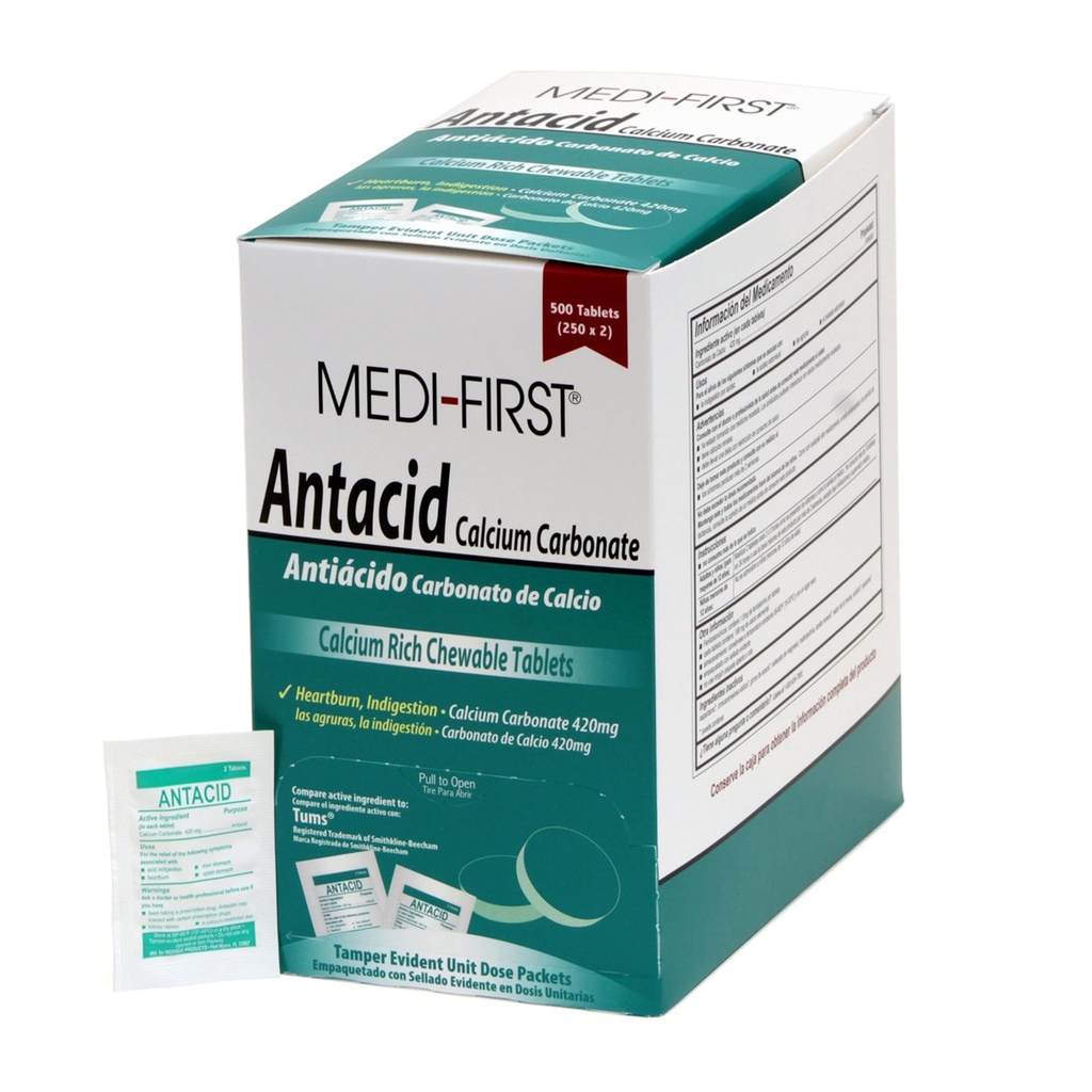 Medi- First 80213 Μασώμενα αντιόξινα δισκία, 500 Count