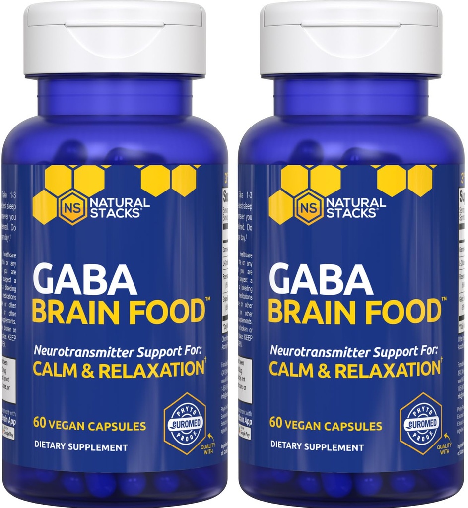 GABA Brain Food - GABA Supplement with L-Citrulline & Grape Seed Extract - Υποστηρίζει την ηρεμία και χαλάρωση - Nighttime Sleep Aid - Υποστηρίζει την παραγωγή Gamma Aminobutyric Acid - 120 L-Citrulline Capsles