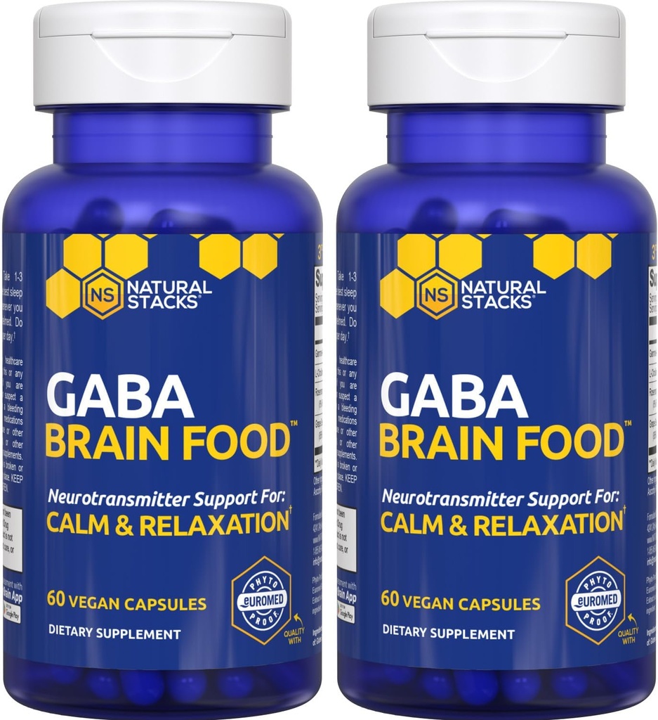 GABA Brain Food - GABA Supplement with L-Citrulline & Grape Seed Extract - Υποστηρίζει την ηρεμία και χαλάρωση - Nighttime Sleep Aid - Υποστηρίζει την παραγωγή Gamma Aminobutyric Acid - 120 L-Citrulline Capsles