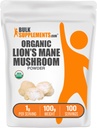 BulkSupplements.com Βιολογικά Λιοντάρια Mane Mushroom Powder - Lions Mane Powder, Mushroom Supplement - Vegan & Gluten Free, 1g ανά Σερβίρισμα, 100g (3.5 oz) (Pack of 1)