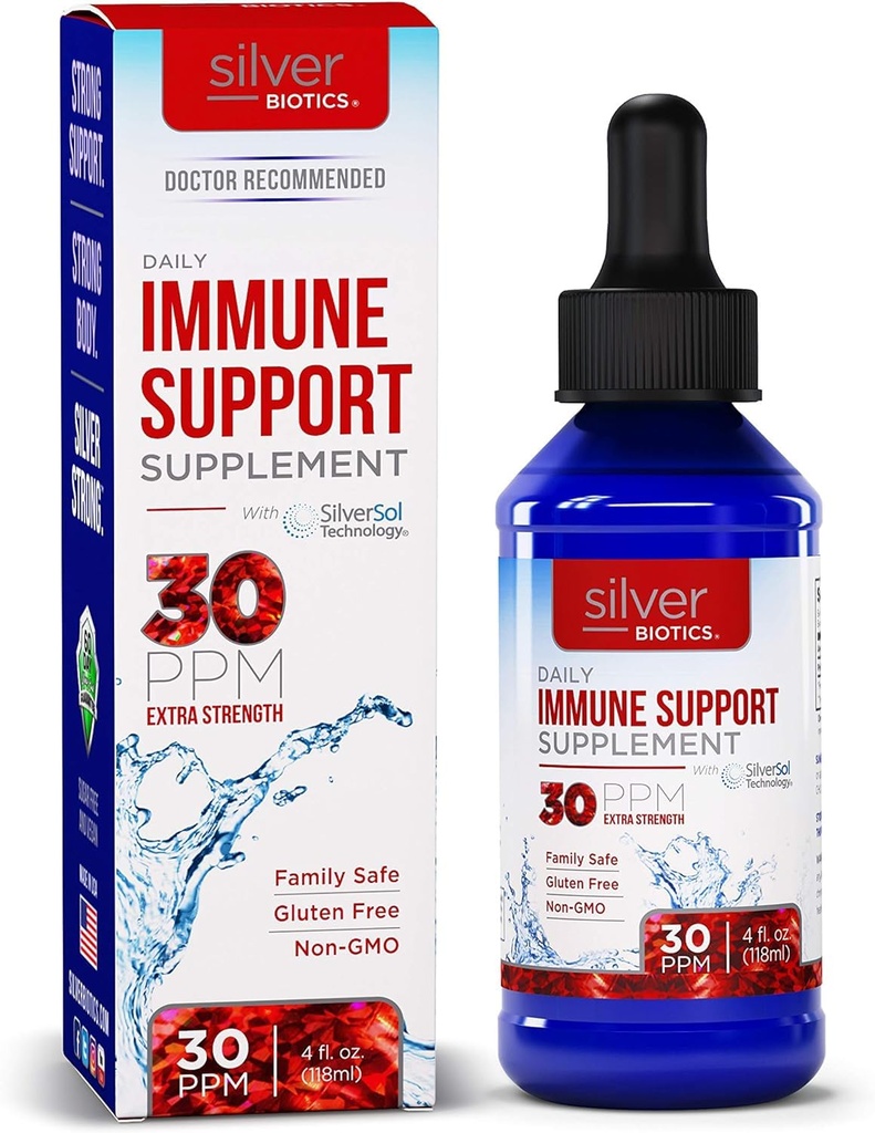 Silver Biotics Liquid 30 PPM Πατενταρισμένο πολυσθενές SilverSol Technolology  Σταγονόμετρο