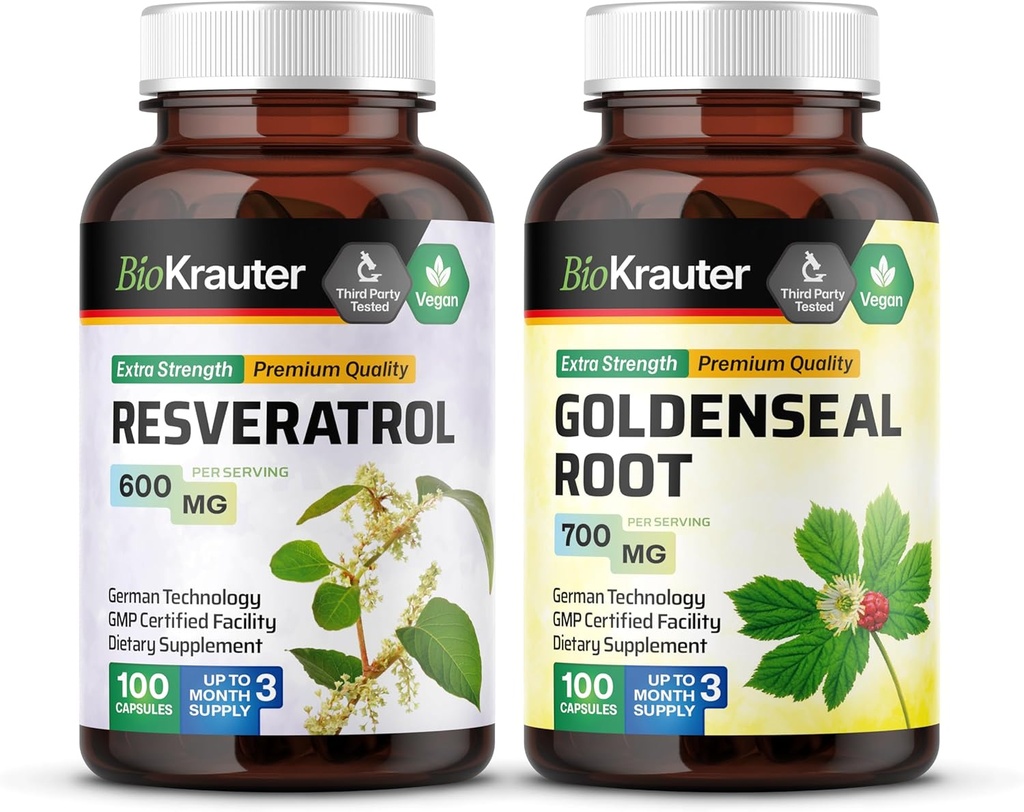 BIO KRAUTER ρεσβερατρόλη 100 κάψουλες & Goldenseal 100 κάψουλες