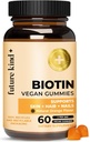 Future Kind Vegan Biotin Gummies (60ct) - Βιταμίνες βιοτίνης για το δέρμα των μαλλιών και τα νύχια με VIT A, C, E - Vegan Δέρμα μαλλιών και νύχια Βιταμίνες για γυναίκες & άνδρες - Πορτοκαλί Γεύση Βιοτίνη Ανάπτυξη μαλλιών Βιταμίνες