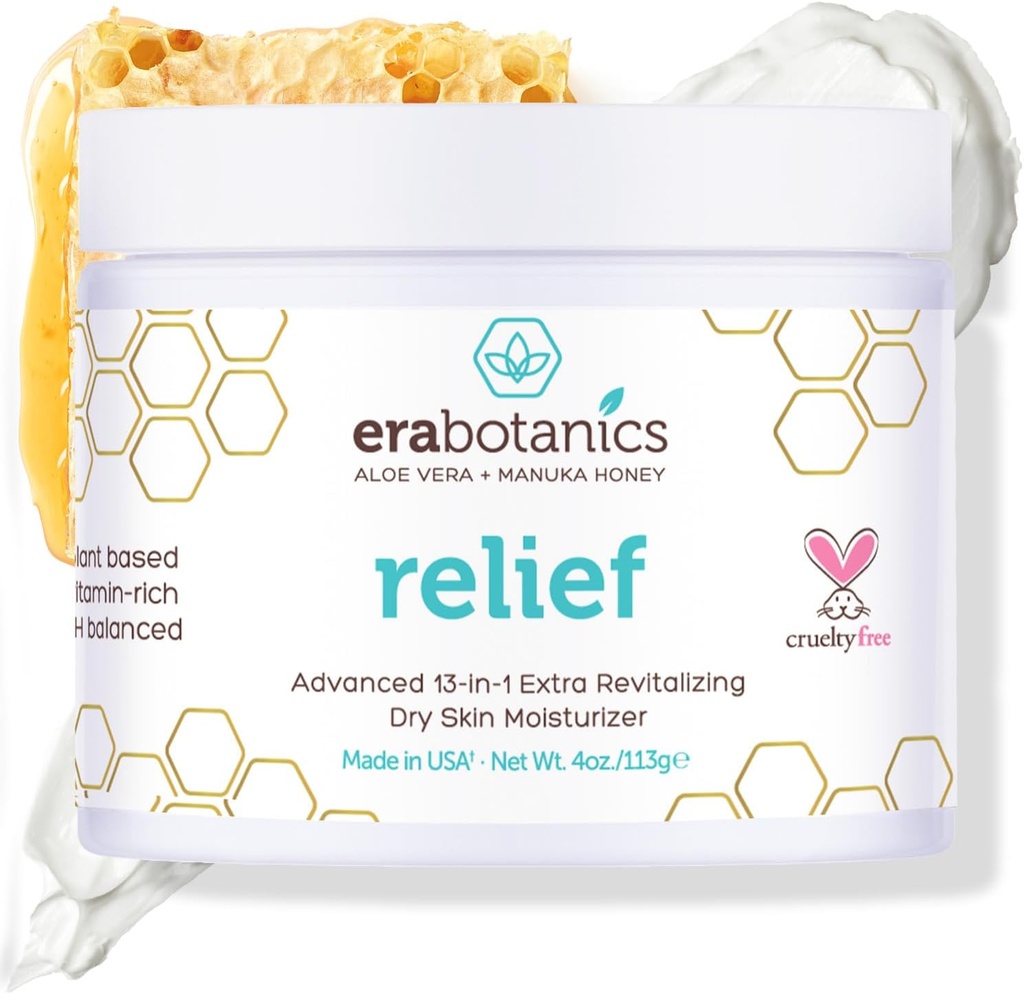Era Organics Eczema, Ψωρίαση & Δερματίτιδα Ενυδατική Κρέμα - Advanced 13-in-1 Μη-Γκρίζο Πρόσωπο ή Λοσιόν Σώματος για Ξηρό, Ιτσυ Δέρμα με Αλόη Βέρα, Μέλι Μανούκα και Περισσότερα 4oz
