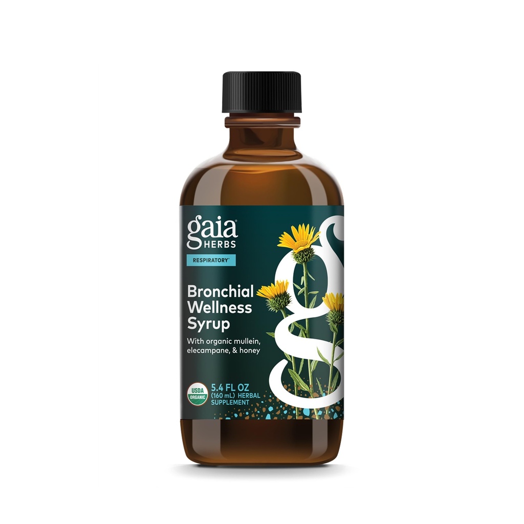 Βότανα Gaia Βότανα Bronchial Wellness Syrup - ανοσοποιητικό συμπλήρωμα υποστήριξης για να βοηθήσει τη διατήρηση της υγείας των πνευμόνων και να βοηθήσει να παρέχει άνεση για περιστασιακό πονόλαιμο - 5.4 Fl Oz (Μέχρι 32-Ημέρες εφοδιασμού)