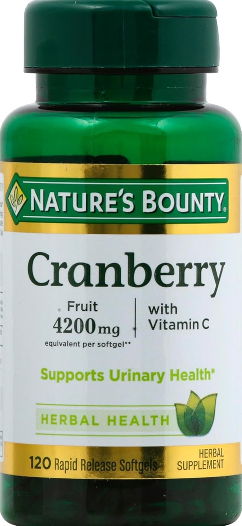 Nature's Bounty Cranberry Fruit 4200mg Plus Vitamin C, 120 Softgels( pack of 1)