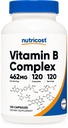Nutricost Υψηλή Ικανότητα Vitamin B Complex 462mg, 120 Κάψουλες - με Βιταμίνη C - Energy Complex