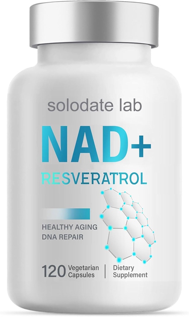 solodate lab NAD+ Supplement 1000mg, True NAD+ & Resveratrol, 120 Caps