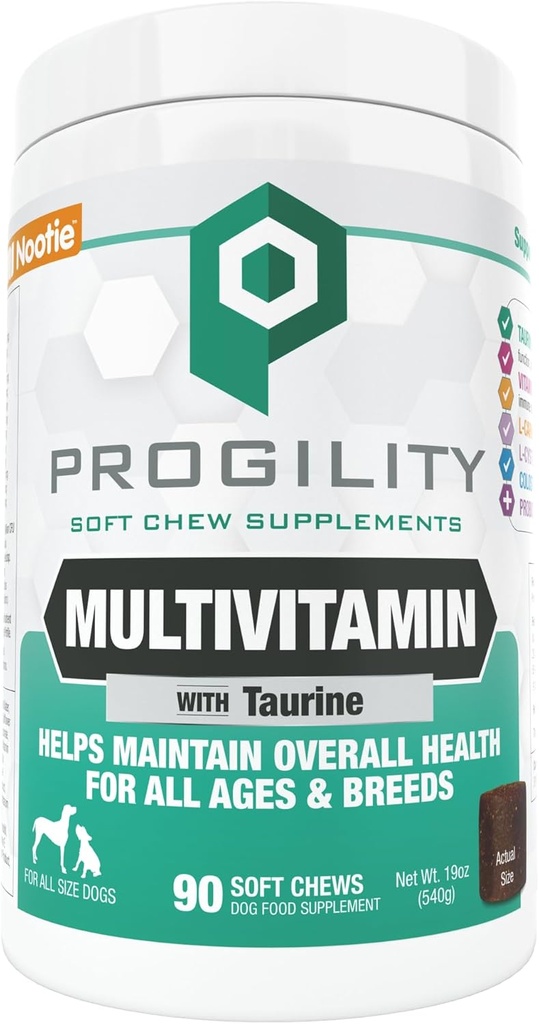 Noutie PROGILITY Daily Multivitamin Chews for Dogs - Υποστηρίζει την Ανοσία, την Καρδιά, το Μάτι, τον Εγκέφαλο, και την Υγεία των Οστών με Taurin- για όλα τα μεγέθη των σκύλων - 90 Μαλακά μάσημα. - Πουλήθηκε σε 5.000 Pet Stores