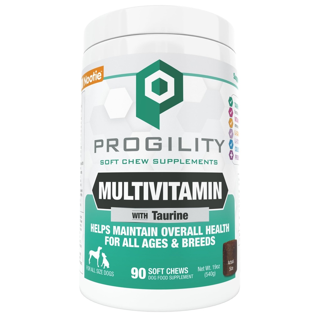 Noutie PROGILITY Daily Multivitamin Chews for Dogs - Υποστηρίζει την Ανοσία, την Καρδιά, το Μάτι, τον Εγκέφαλο, και την Υγεία των Οστών με Taurin- για όλα τα μεγέθη των σκύλων - 90 Μαλακά μάσημα. - Πουλήθηκε σε 5.000 Pet Stores
