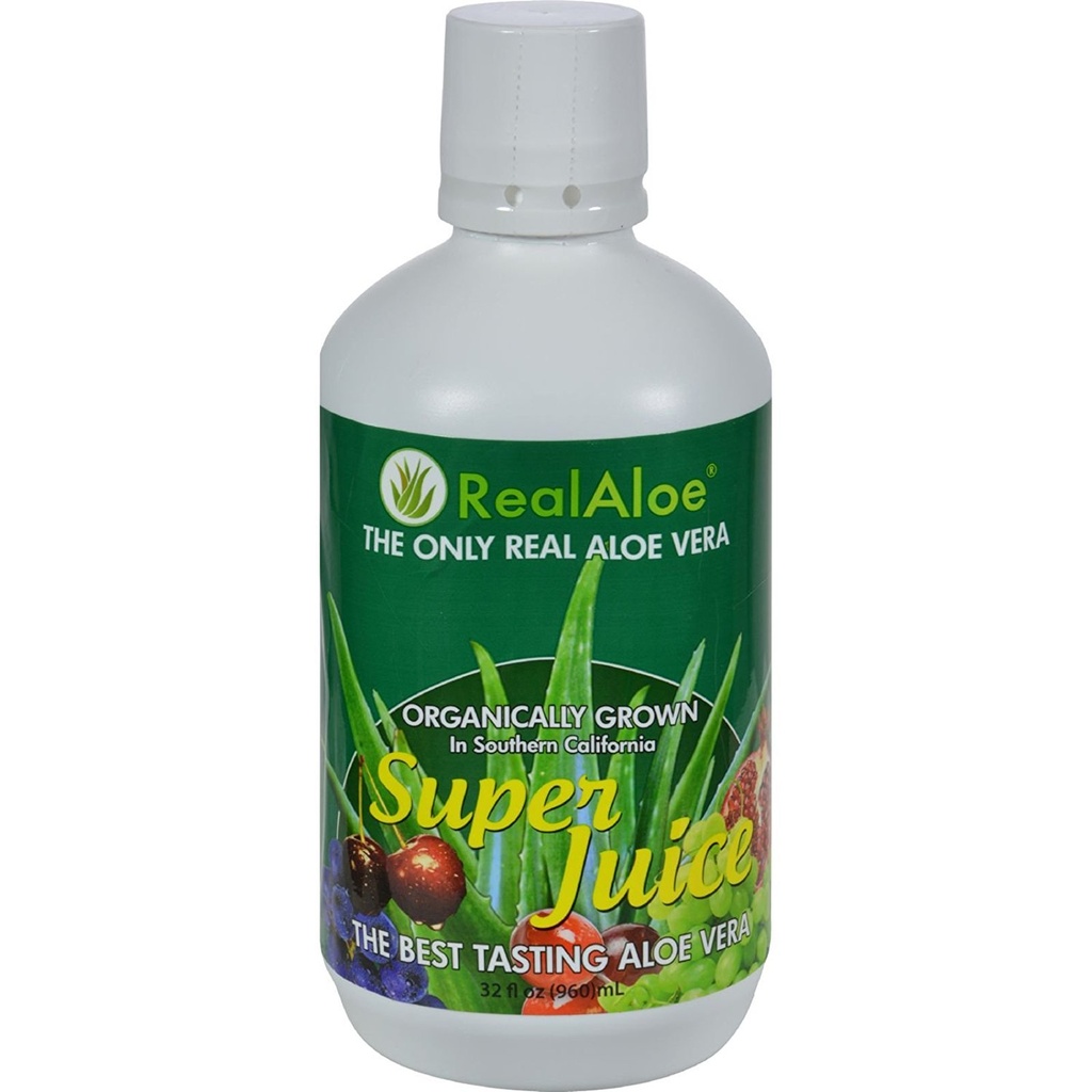 Real Aloe Aloe Vera Super Juice - Organically Grown - No Bitter Taste - 32 fl oz (Pack of 4)