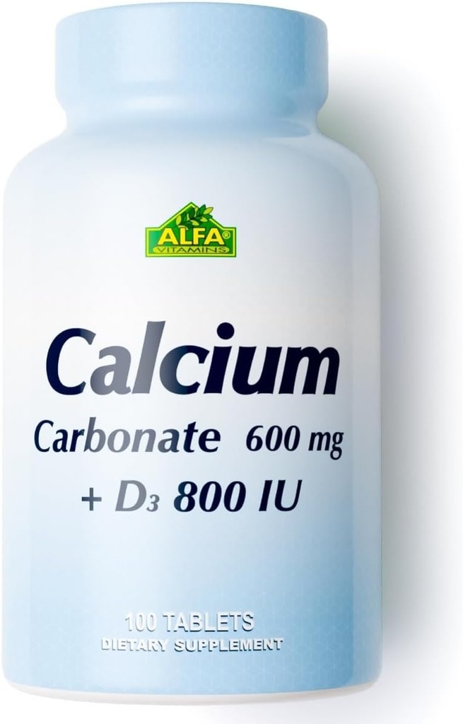 Ασβέστιο 600mg + D3 Συμπλήρωμα διατροφής από τις βιταμίνες ALFA - Προάγει υγιή οστά - υγιή δόντια - υγιής καρδιά - υγιές νευρικό σύστημα -100 δισκία