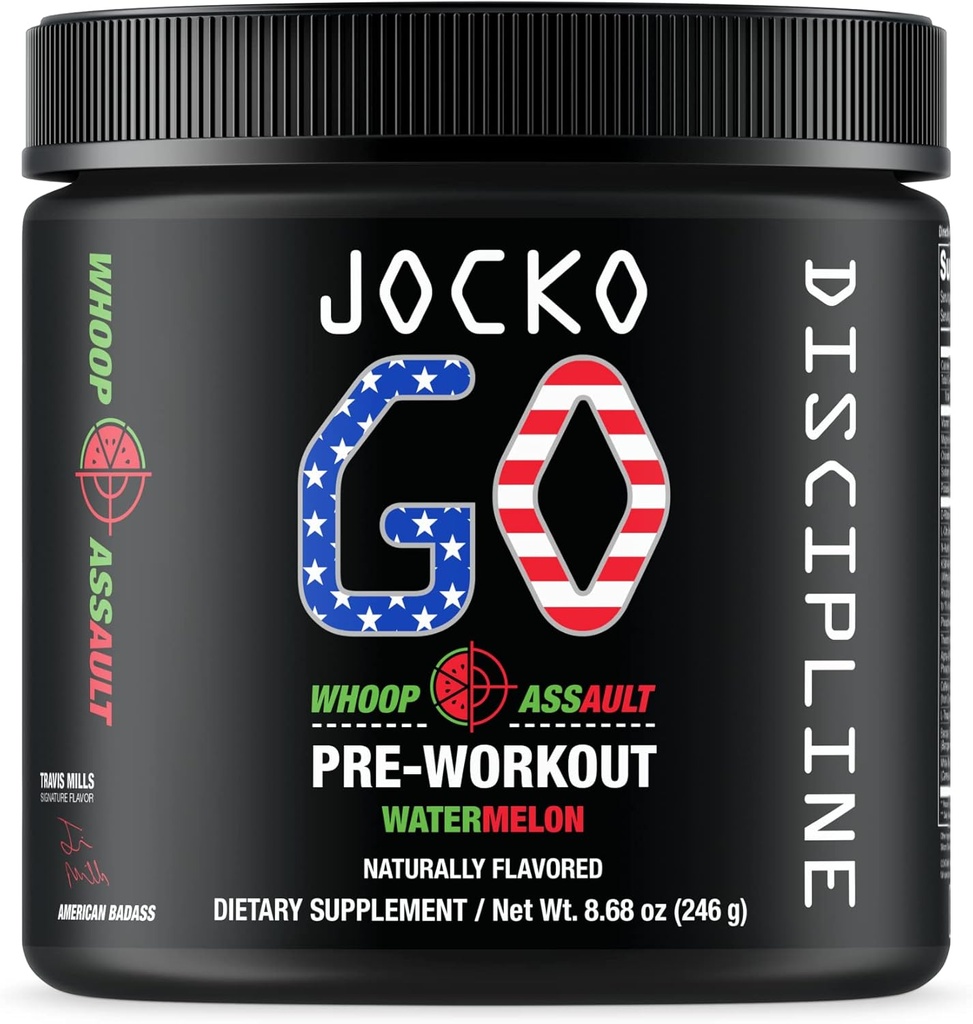 Jocko Fuel Pre Workout Powder with L-Citrulline, Nootropic & Caffeine for Endurance & Stamina - Keto, Low Sugar Blend for Distance Running, Cycling, Jiu Jitsu - 30 Servings (Watermelon)