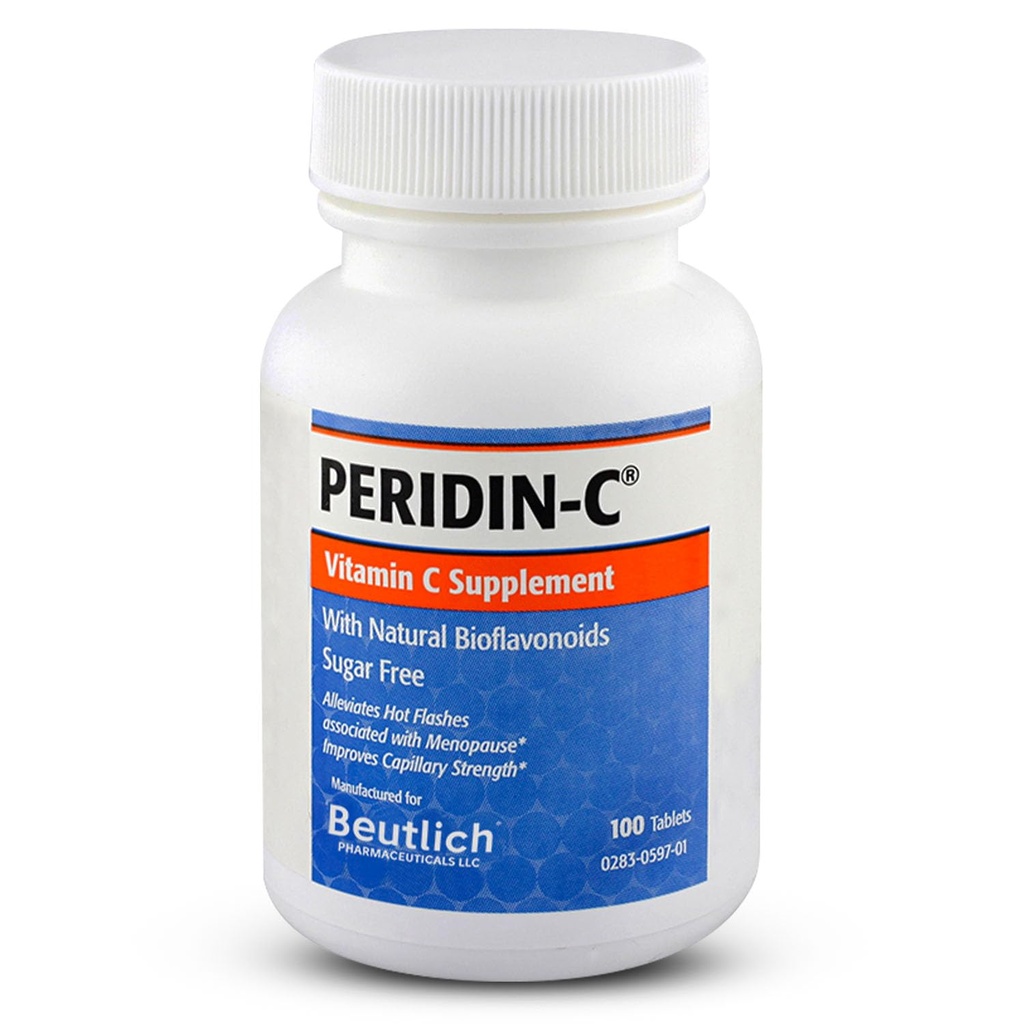 Peridin-C Vitamin C Supplement with Citrus Bioflavonoids – Daily Antioxidant Support – Gentle, Sugar-Free, Gluten-Free Formula – Easy-to-Swallow Tablets – 100 Count