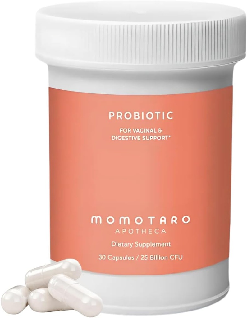 MOMOTARO APOTHECA Βιολογικά Προβιοτικά για τις γυναίκες Κολπικό & Πεπτικό συμπλήρωμα, 25 δις CFU - Πρεβιοτικά & Lactobacillus Blend Συμπληρώματα - Feminine Healthy Κολπική Οδο & Χλωρίδα - 30 Κάψουλες