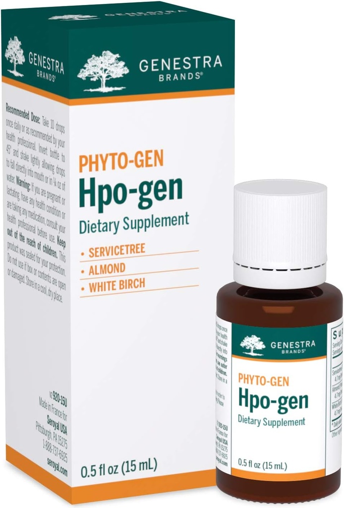 Genestra Brands Hpo-gen | Servicetree, Almond, and White Birch Herbal Supplement | 0.5 fl. oz.