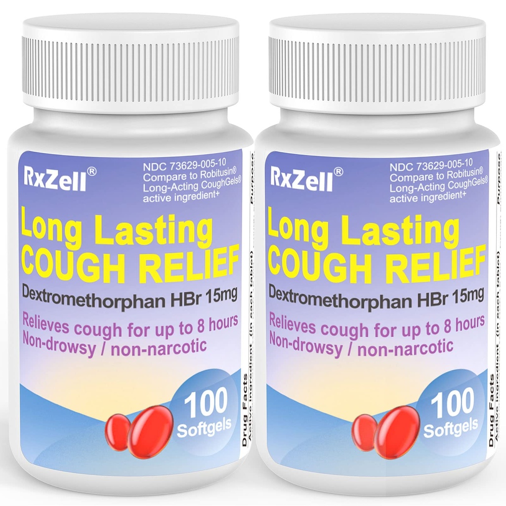 Adult Cough Relief, Dextromethorphan HBR 15mg (200 Softgels), 8 ώρες μακράς διάρκειας, μη υπνηλία, βήχας / Brronchial καταπιεστικό