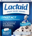Lactaid Fast Act Lactose Intolerance Relief Caplets with Lactase Enzyme, 32 Travel Packs of 1-ct.