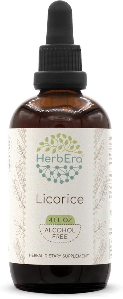 HerbEra Licorice B120 εκχύλισμα χωρίς αλκοόλη Βάμμα βοτάνων, (Kan tsau, Glycyrrhiza Glabra) (4 fl oz)