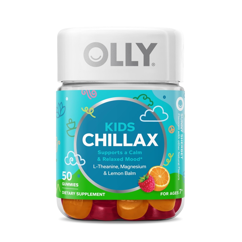 OLLY παιδιά chillax Gummies, μαγνήσιο, L-Θεανίνη, βάλσαμο λεμόνι, Chewable συμπλήρωμα, Sherbet Γεύση