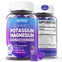 Κάλιο Μαγνήσιο Gummies - Συμπληρώματα καλίου w/Ashwagandha 200mg, Μαγνήσιο Γλυκινικό,B6,B12,P-otassium Κιτρικό για τα πόδια Cramps,Muscle,Electroyte για ενήλικες παιδιά,Ζάχαρο-ελεύθερο,1Pack