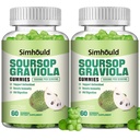 2 Πακέτο Σουρσόπ Graviola Gummies - 3000mg Extra Strength Soursop Leaves Συμπλήρωμα με Βιταμίνη C, Ψευδάργυρος - Digestive Aid, Ανοσολογική Υποστήριξη & Αντιοξειδωτικό - Χωρίς ζάχαρη, Μη ΓΤΟ, Vegan, 120 Counts