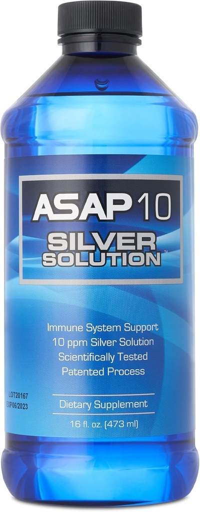 American Biotech Labs - ASAP 10 Silver Solution - Υποστήριξη ανοσοποιητικού συστήματος, 10 ppm Silver Solution Dietary Supplement - 16 fl. oz.