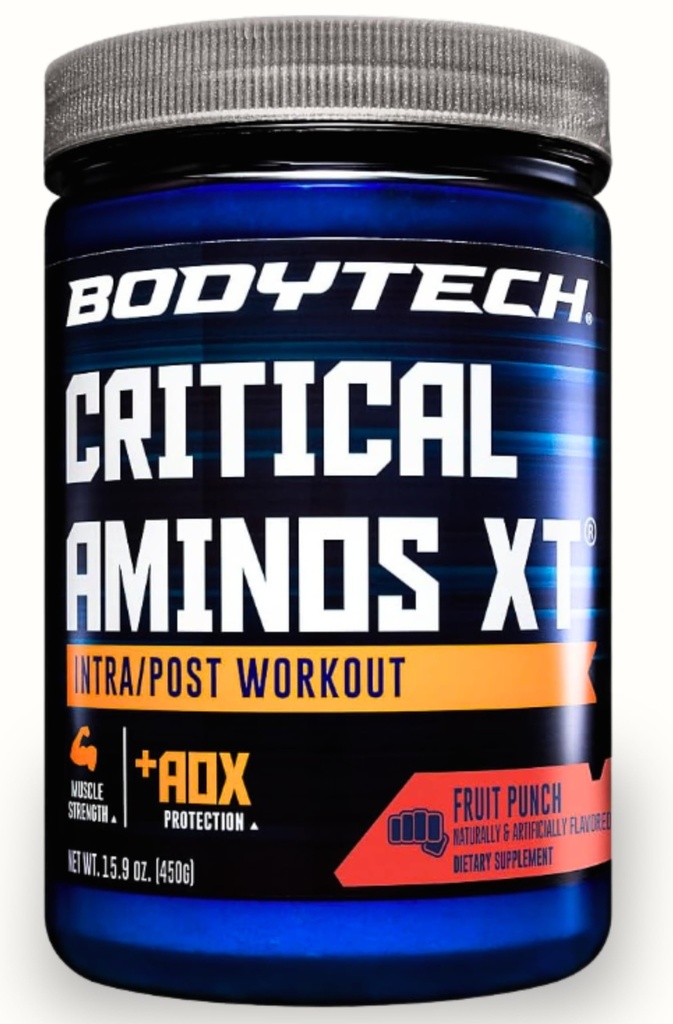 BODYTECH Critical Aminos XT Intra/Post Workout Powder in Delicious Fruit Punch Flavor - Formed to Support Muscle Recovery and Enhancee Performance for Optimal Results (15,9 oz / 45 Servings)