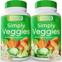 Simply Nature's Pledge - 90 Κάψουλες Veggie - 2 Μήνες Προμήθεια - Κατασκευάζεται με ολόκληρα τρόφιμα Superfoods, Συσκευασία με Beta Carotene & 18 Διαφορετικά λαχανικά - 100% Χωρίς σόγια