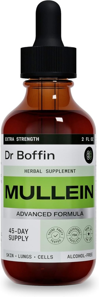 Mullein Leaf Liquid Extract 2 FL OZ - Extra Strenght | Advanced Formula - Natural Supplement Liquid Tincture - Lung Cleanse and Detox - Respiratory Health and Immune Support Drops