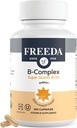 Freeda Vitamin B Complex - Super Quints B-50 - Kosher Super B Complex Συμπλήρωμα βιταμίνης για γυναίκες & άνδρες με βιταμίνη Β1 Βιταμίνη Β2 Βιταμίνη Β3 Βιταμίνη Β6 Βιταμίνη Β12 Plus Φολικό οξύ (100 κάψουλες)