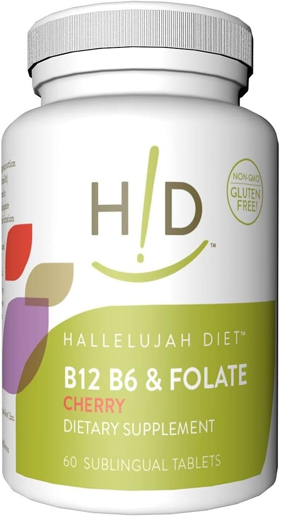 Αλληλούια Διατροφή B12, B6 & Folate Διατροφικά Συμπληρώματα Cherry Γεύση Υπογλώσσια Βιταμίνες (60 δισκία)