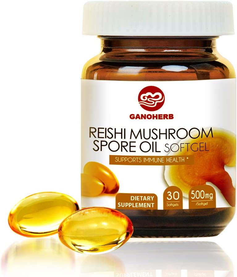 Organic Reishi Mushroom Spore Oil Supplement-USDA Ganoderma Lucidum Extract Κάψουλα-Immune Σύστημα Φυσικής Ενέργειας για την υποστήριξη της ευεξίας & Liver-Vegan, χωρίς γλουτένη GMO, 30 Veggie Softgels