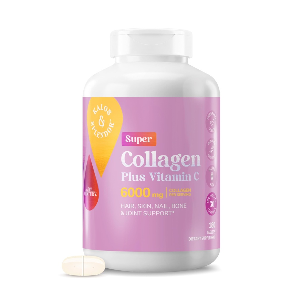 21ος αιώνας Super Collagen Plus δισκία βιταμίνης C, 180 κόμης