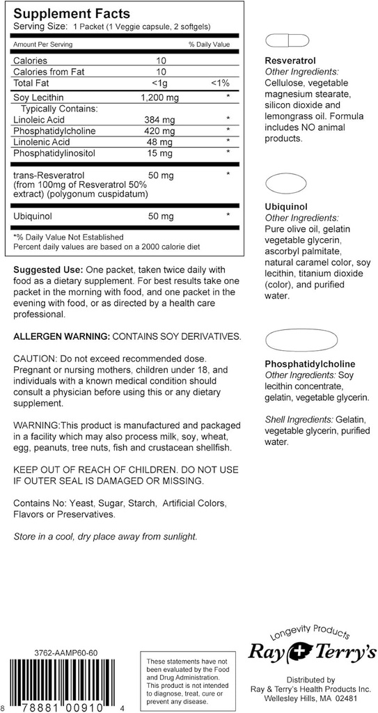 Transcend Ray και Terry του κατά της γήρανσης συμπλήρωμα Συνδυασμός: 30 ημερών προμήθεια Ατομικά πακέτα δόσης Περιέχουν 3 συμπληρώματα για την αντιβιοχημική γήρανση